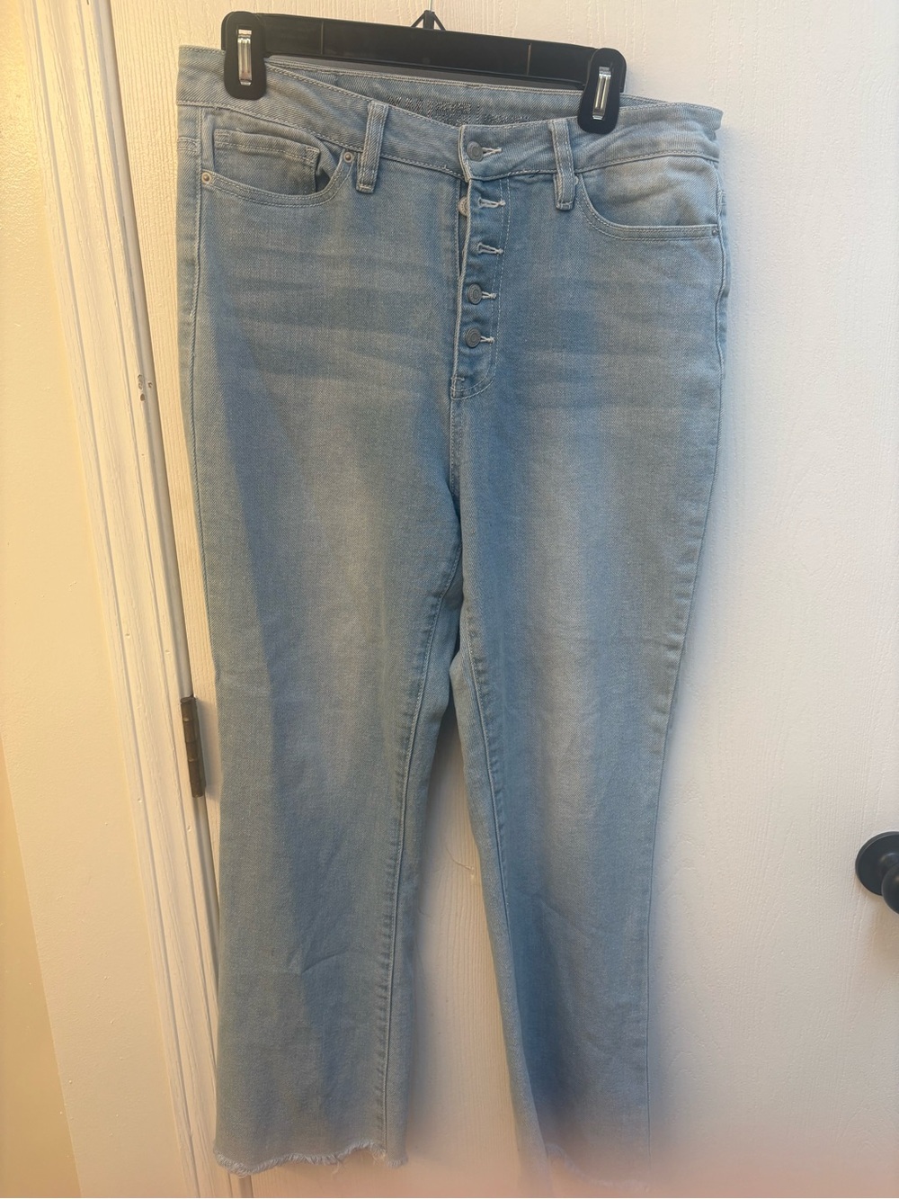 Light Wash High-Rise Cropped Button-Fly Jeans
